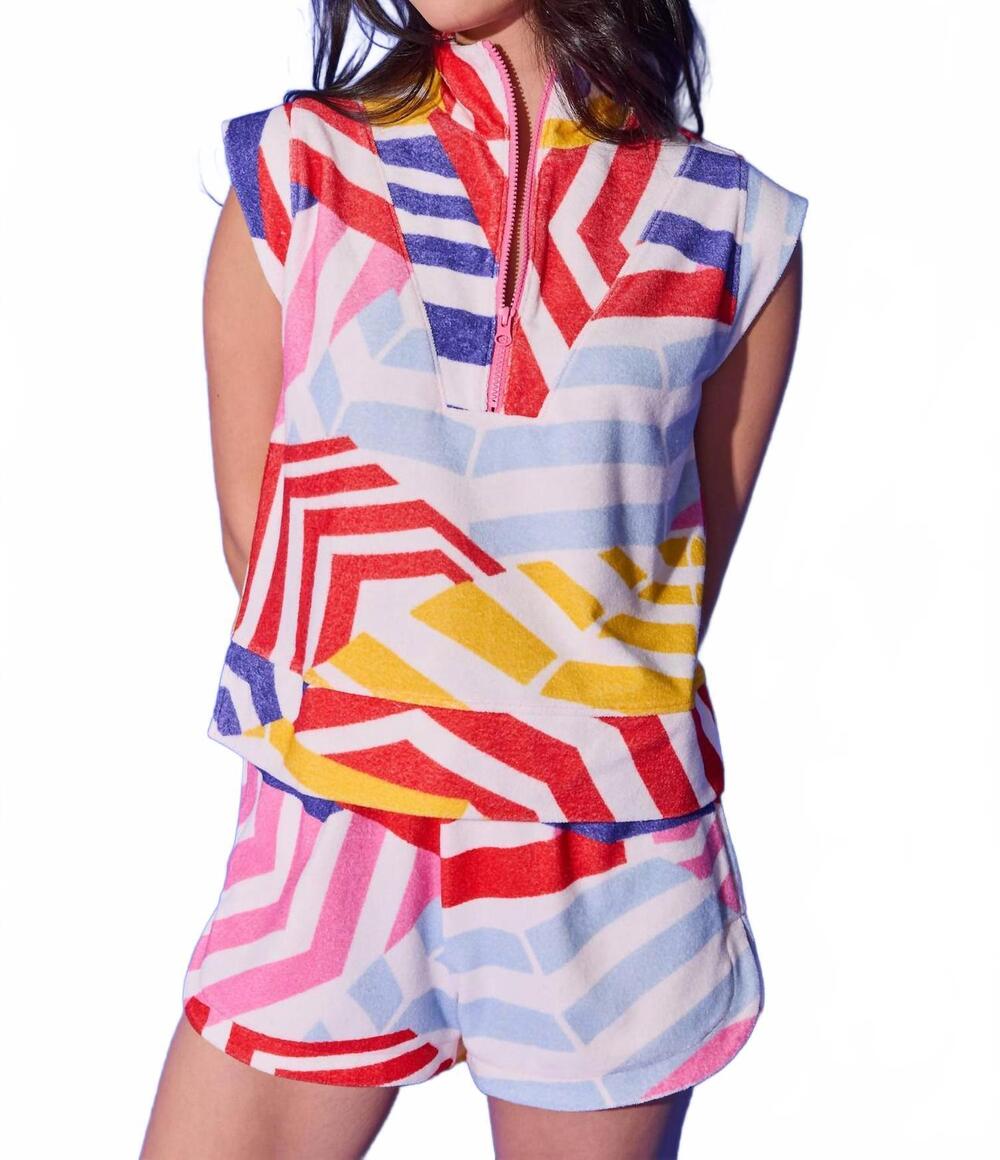 NEW ALDEN ADAIR clara zip up top in umbrella